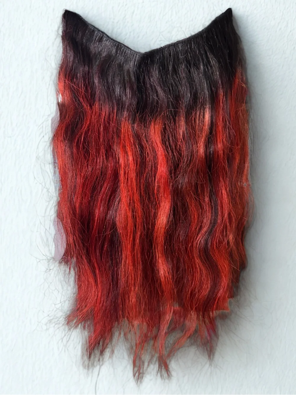 YoungSee Human Hair Invisible Wire Halo Extensions 16” Black to Orange Ombre